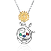 S925 Silver Birthstone Sunflower Necklace