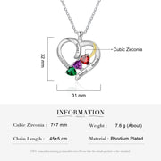 Personalized Rhodium Plated Heart Shape Pendant Necklace