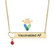 Have Been Vaccinated Birthstone Rhodium Plated Necklace
