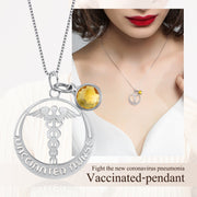 Have Been Vaccinated Birthstone Rhodium Plated Necklace