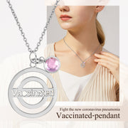 Have Been Vaccinated Birthstone Rhodium Plated Necklace