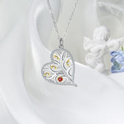 925 Sterling Silver Heart Necklace with Birthstone