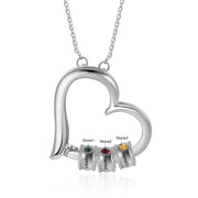 Birthstone & Engraved Rhodium plated Necklace