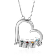 Birthstone & Engraved Rhodium plated Necklace