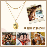 Stainless Steel Personalized Birthflower Necklace