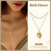 Stainless Steel Personalized Birthflower Necklace