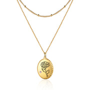 Stainless Steel Personalized Birthflower Necklace