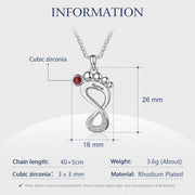 Engraved Rhodium Plated Baby Feet Necklace