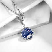 Personalized Alloy Birthstone Animal Cat Pendant Necklace