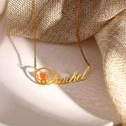 Personalized Rhodium Plated Animal Cat Name Necklace
