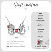 Custom Skull Infinity Necklace with Heart Birthstone