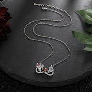 Custom Skull Infinity Necklace with Heart Birthstone