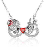 Custom Skull Infinity Necklace with Heart Birthstone
