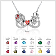 Custom Skull Infinity Necklace with Heart Birthstone