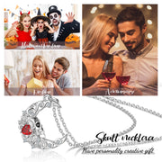 Custom Skull Moon Birthstone Pendant Necklace