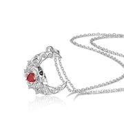 Custom Skull Moon Birthstone Pendant Necklace