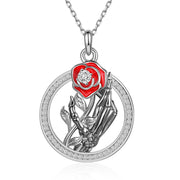 Halloween Gifts Hand Rose Flower Necklace