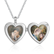 Rhodium Plated Heart Photo Necklace