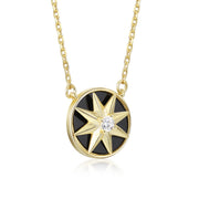Personalized S925 Silver Eight-pointed Star White Shell Onyx Necklace