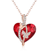 Rhodium Plated Heart Shape Crystal Necklace