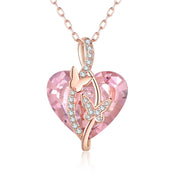 Rhodium Plated Heart Shape Crystal Necklace