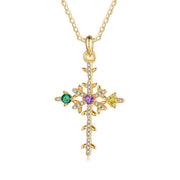 Rhodium Plated Snowflake Cross Necklace