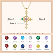 Rhodium Plated Snowflake Cross Necklace