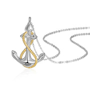 Rhodium Plated Personalized Anchor Necklace