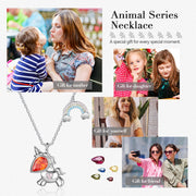 Rhodium Plated Unicorn Rainbow Necklace