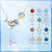 Rhodium Plated Dolphin Necklace