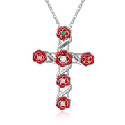 Rhodium Plated Cross Pendant Necklace