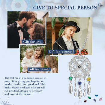Personalized Dreamcatcher Evil Eye Necklace