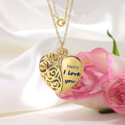 Rhodium Plated Heart Shape Photo Necklace