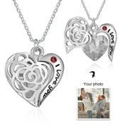 Rhodium Plated Heart Photo Necklace