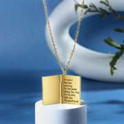 Personalized Rhodium Plated Book Necklace