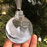 Christmas Memorial Ornament Feather Ball Personalised White Feather Bauble