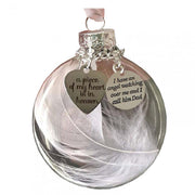Christmas Memorial Ornament Feather Ball Personalised White Feather Bauble