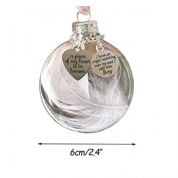 Christmas Memorial Ornament Feather Ball Personalised White Feather Bauble