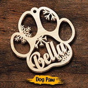 Personalized Wooden Paw Ornament (Dog, Cat & Angel Wings) - Customized Decoration Gift