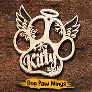 Personalized Wooden Paw Ornament (Dog, Cat & Angel Wings) - Customized Decoration Gift