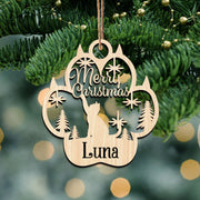 Personalized Wooden Cat Paw Customized Name Christmas Ornament
