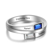 925 Sterling Silver Cubic Zircon Ring with Personalized Names