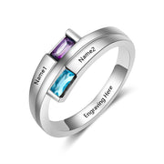 925 Sterling Silver Cubic Zircon Ring with Personalized Names