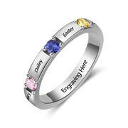 Sterling Silver Personalized Crystal Birthstone Ring