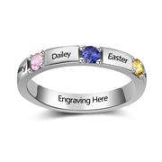 Sterling Silver Personalized Crystal Birthstone Ring