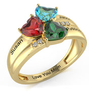 Birthstone & Engraved Rhodium Plated Ring