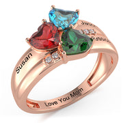 Birthstone & Engraved Rhodium Plated Ring