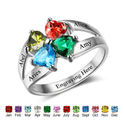 925 Sterling Silver Birthstone Ring with Name