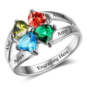925 Sterling Silver Birthstone Ring with Name