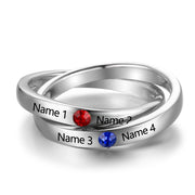 925 Sterling Silver Double Ring with Personalized Names